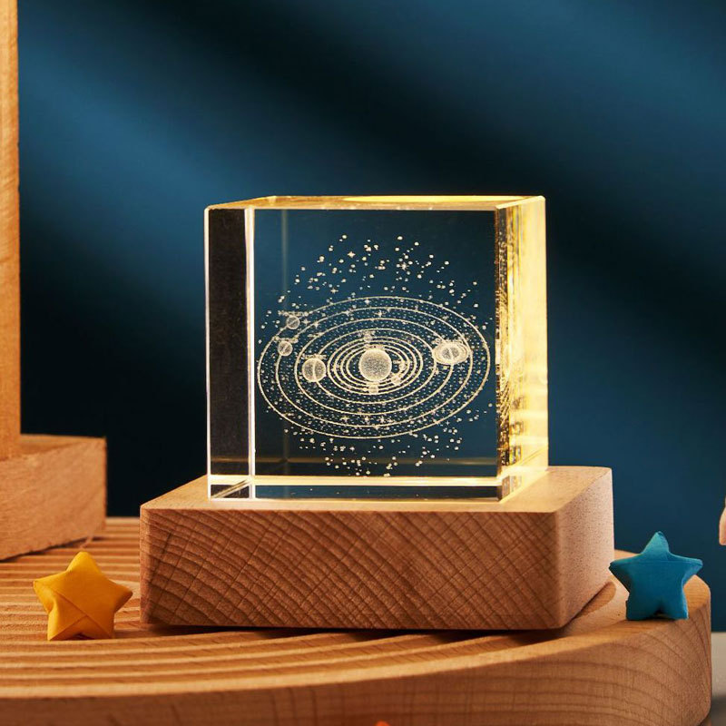 3D Crystal Cube LED Night Lamp