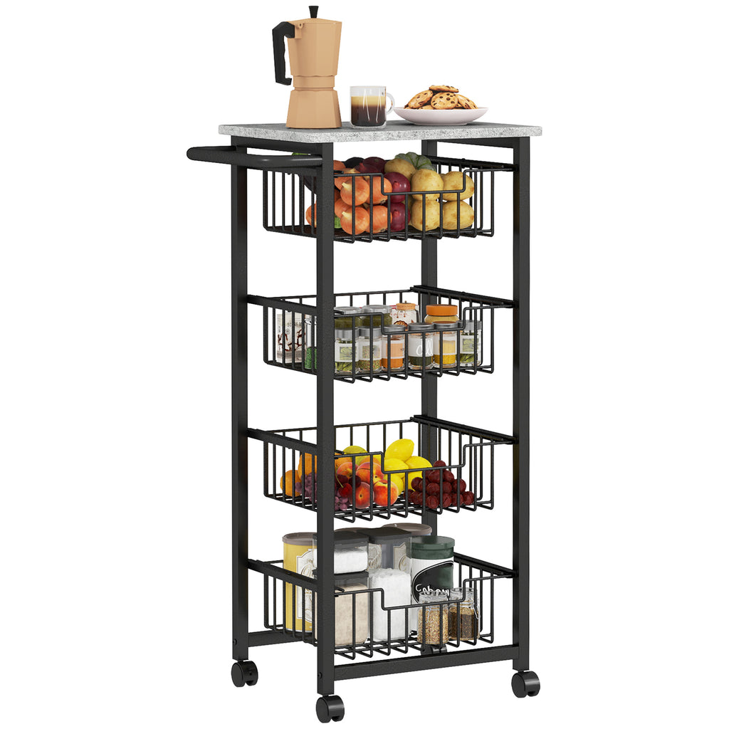 4-Basket Kitchen Storage Trolley