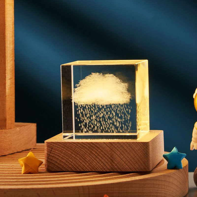 3D Crystal Cube LED Night Lamp