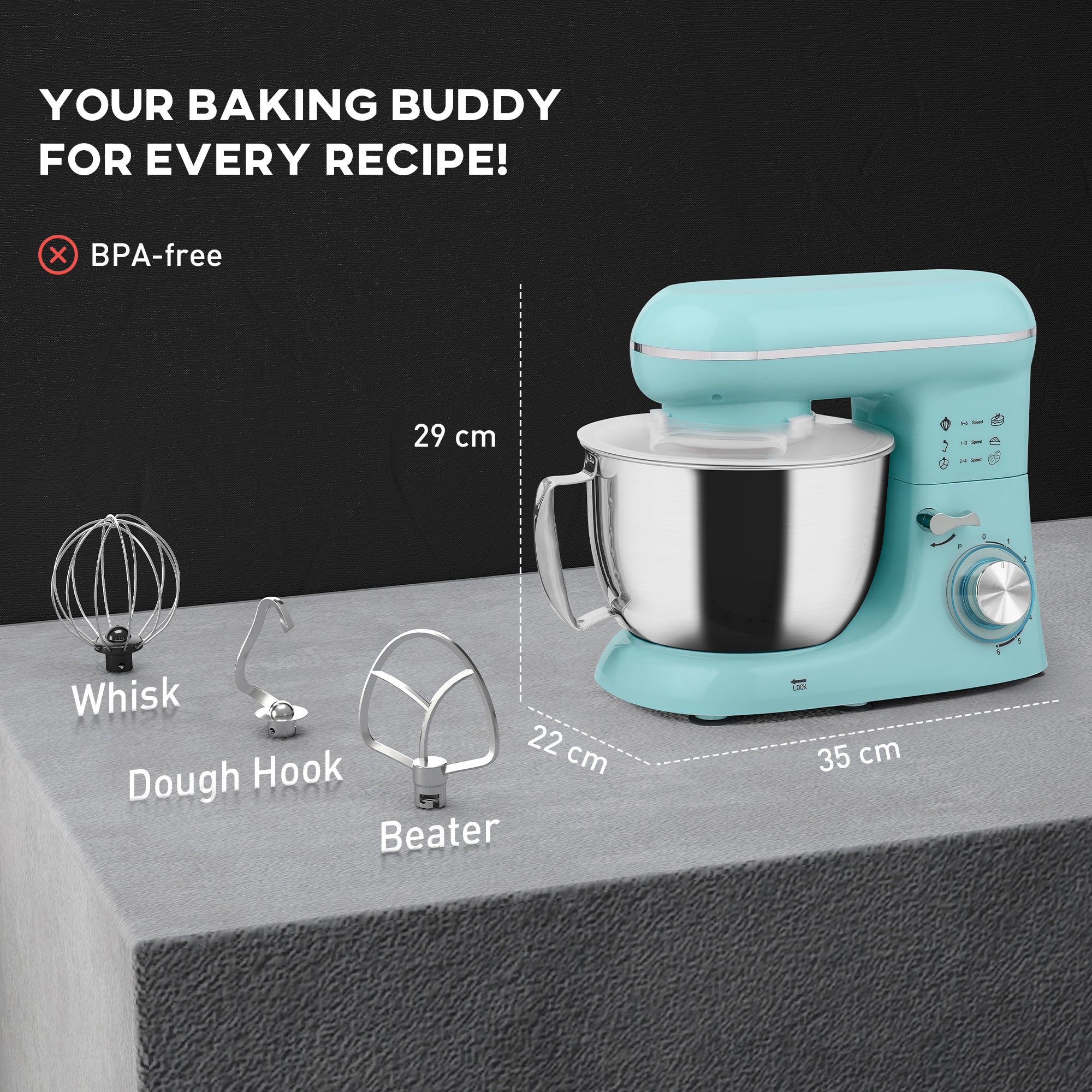 1300W Stand Mixer – Blue