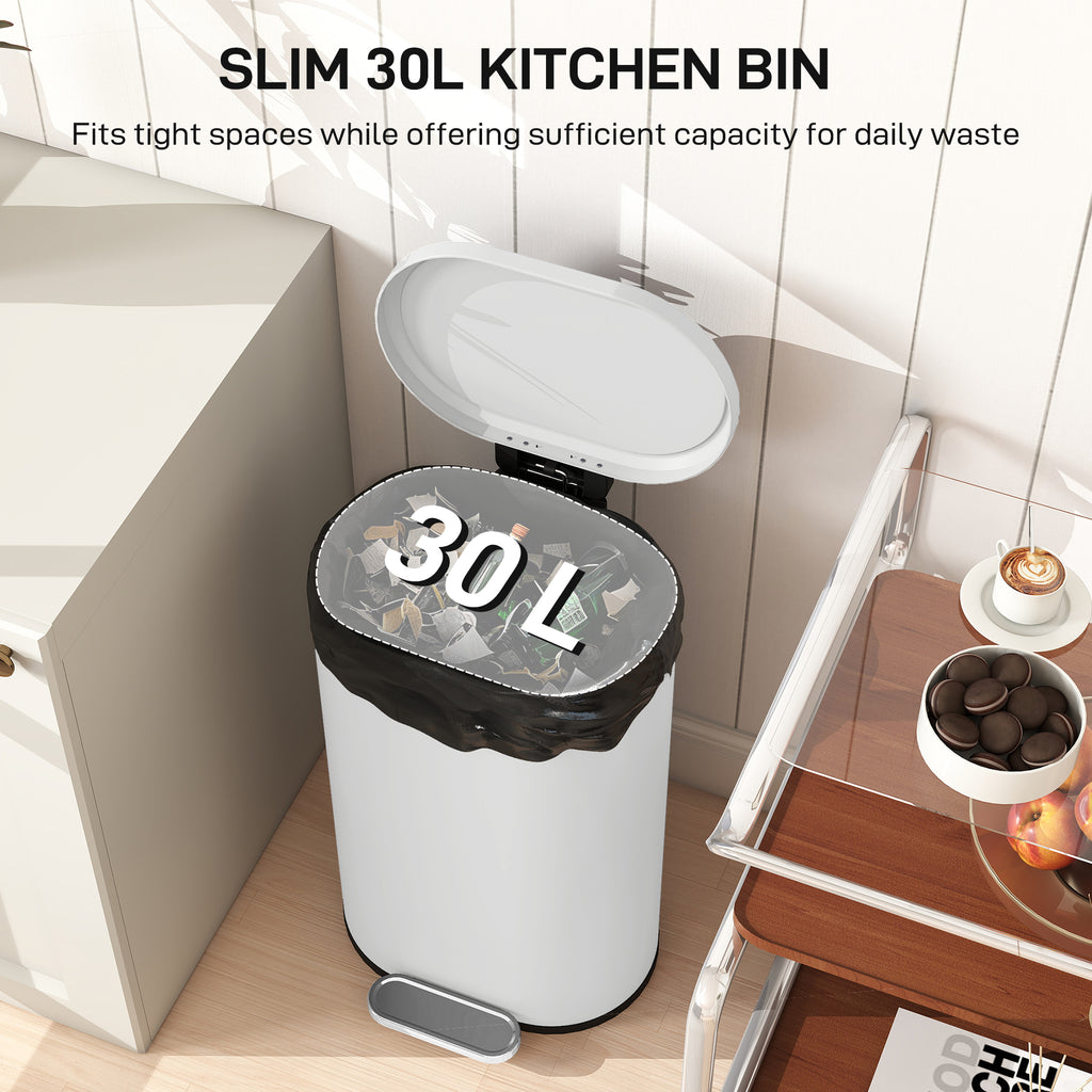 30L Curved Kitchen Bin – Cream