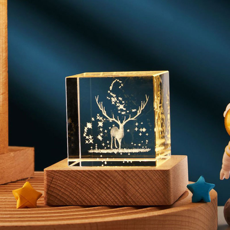 3D Crystal Cube LED Night Lamp